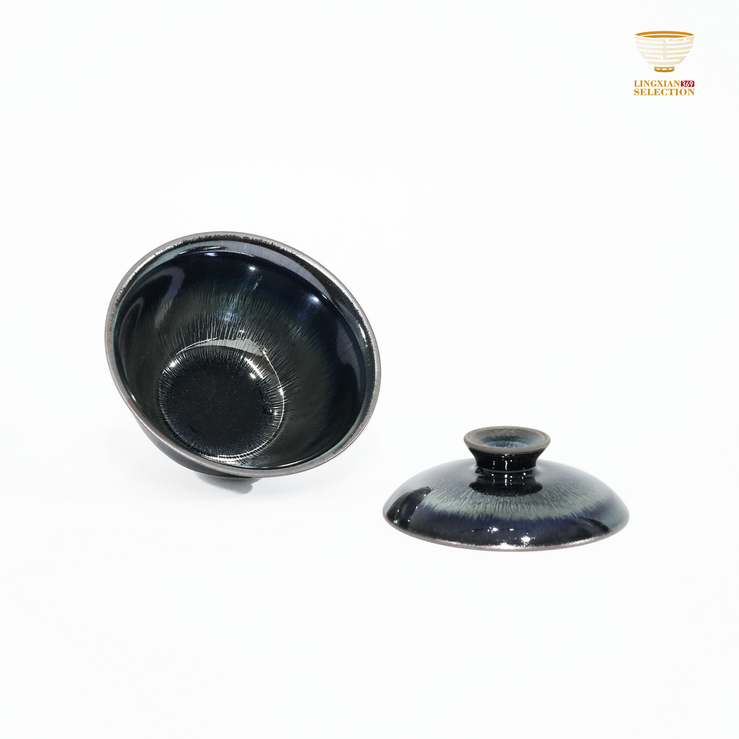 Bai Ding · Water Sprout Two Pieces Gaiwan | Fluid Grace · Luminous Glaze Fire · Handcrafted Jian Ware Teacup