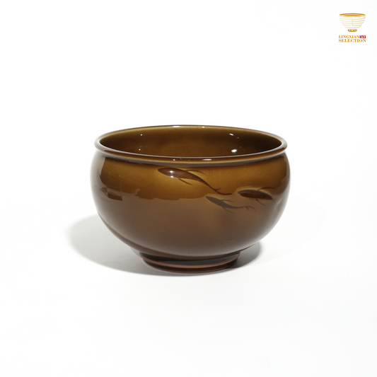 Liao Xinliang "Autumn Waters" Big Fish & Begonia Teacup | Celadon Art Ceramic Cup | Handmade · Minimalist & Elegant Drinking Cup