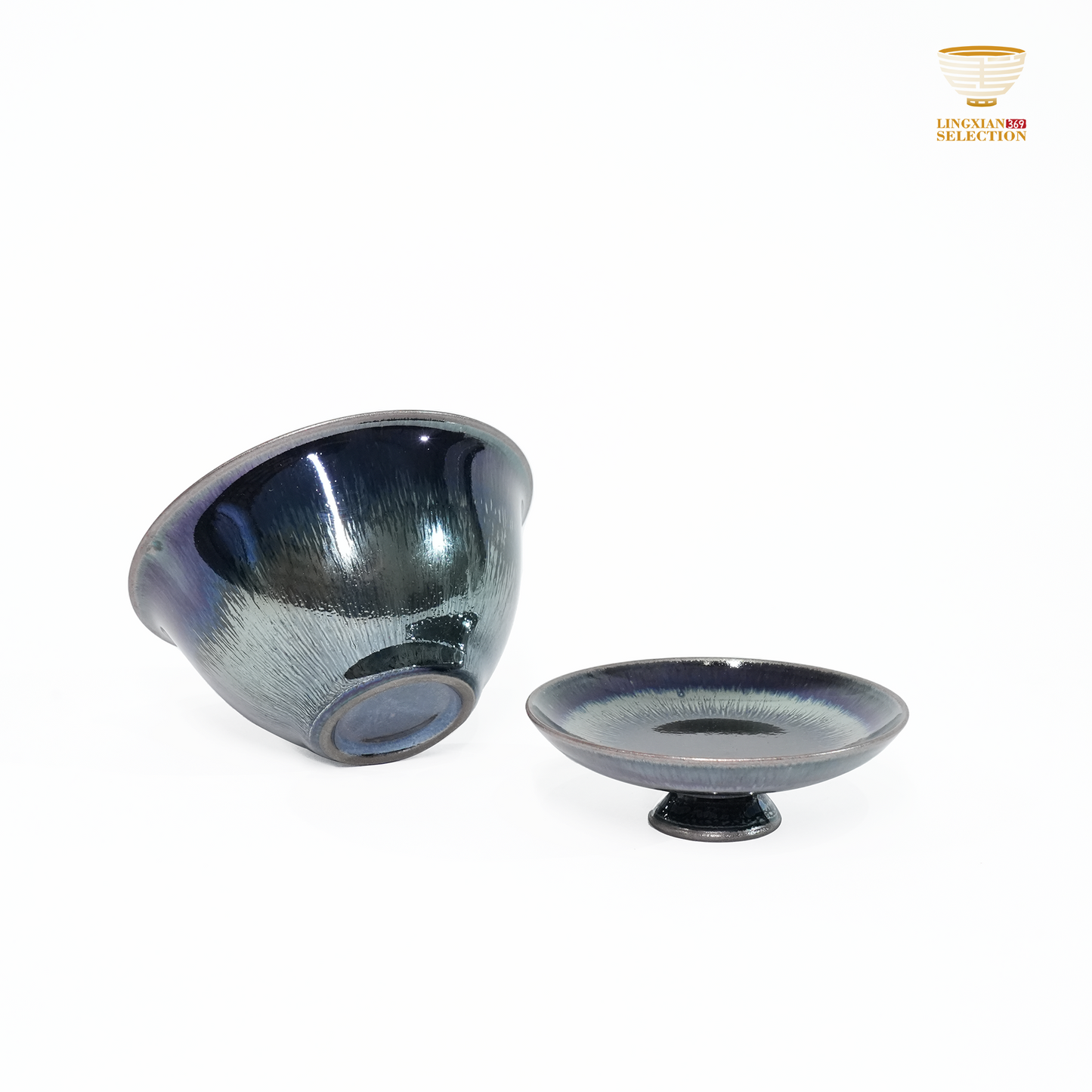 Bai Ding · Water Sprout Two Pieces Gaiwan | Fluid Grace · Luminous Glaze Fire · Handcrafted Jian Ware Teacup