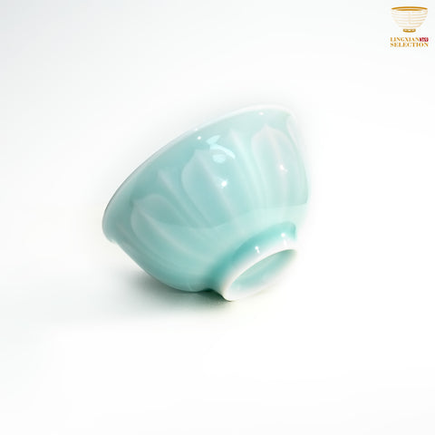 Jin Hongyang · Celadon Pink Blue Series Teacups | Lotus Petal Pattern · Handmade Porcelain · Smooth Celadon Glaze · Elegant Choice for Tea Table