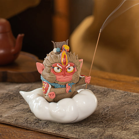 Monkey King Desk Ornament – Zodiac “Monkey King” Tea Pet & Incense Holder | Traditional Chinese Gift | Random Shape