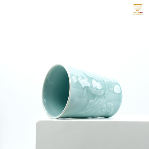 Celadon Dragon & Phoenix Embossed Cola Cup From Lei Huixian | Longquan High-Fired Porcelain | Ideal for Gift & Collectors