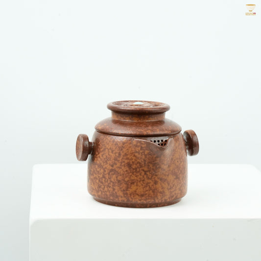 Huang Can Celadon Rust-Glaze Vermilion Bird Hand-Grip Teapot | Handcrafted Gongfu Teaware with Vintage Texture & Oriental Elegance