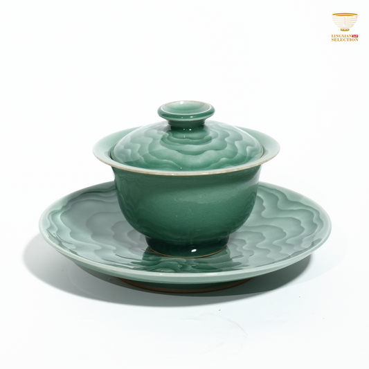 Longquan Celadon by Liao Xinliang · Endless blessings and prosperity Gaiwan ｜A Masterpiece of Craftsmanship & Tea Aesthetic Collection