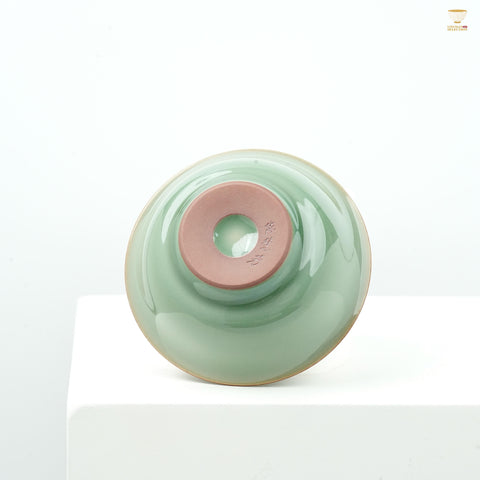 Celadon Teacup by Master Chen Huifang – Celadon Glaze with Tea Foam Rim, Two Elegant Shapes, Handcrafted Chinese Tea Aesthetics,  Jade Glaze Porcelain, Artistic Chinese Gift