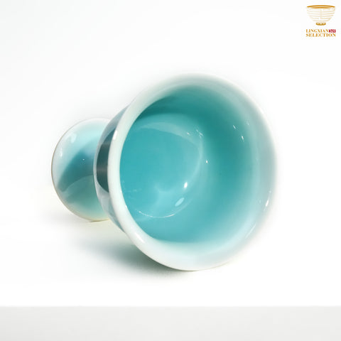 Jin Hongyang Celadon Pink Blue Lotus Goblet Cup｜Handcrafted Porcelain · Elegant Stemware · Neo-Chinese Aesthetic · For Tea & Wine