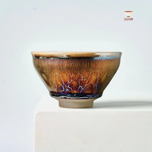 Jianzhan “Golden Age” Constraint-Rim Shape Teacup by Master Chen Huizhong | Handmade Tenmoku Glaze · Iridescent Gold Finish · Collectible Gongfu Teaware | Elegant Gift Choice