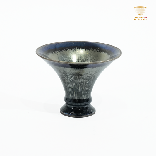 Bai Ding · Water Sprout Goblet Cup| Fluid Grace · Luminous Glaze Fire · Handcrafted Jian Ware Teacup