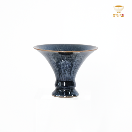 Bai Ding · Latent Grain Pedestal Cup | Tranquil Elegance · Handcrafted Jianzhan Teacup