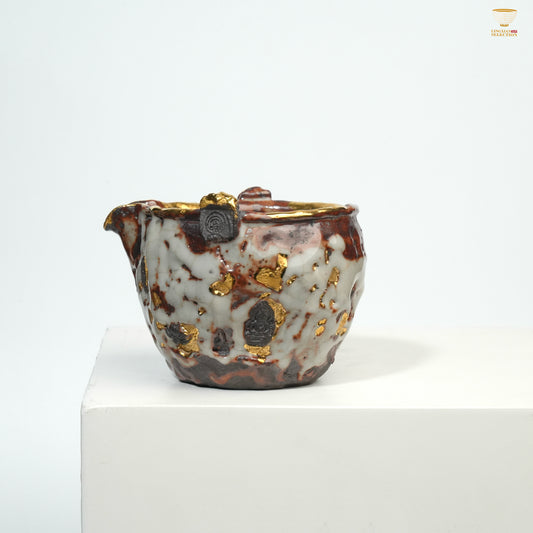 Gao Yue · Shino Ware Dunhuang Fair Cup | Handmade Ceramic Teaware | Buddha Relief Motif · Kintsugi Aesthetic · Zen Tea Pitcher