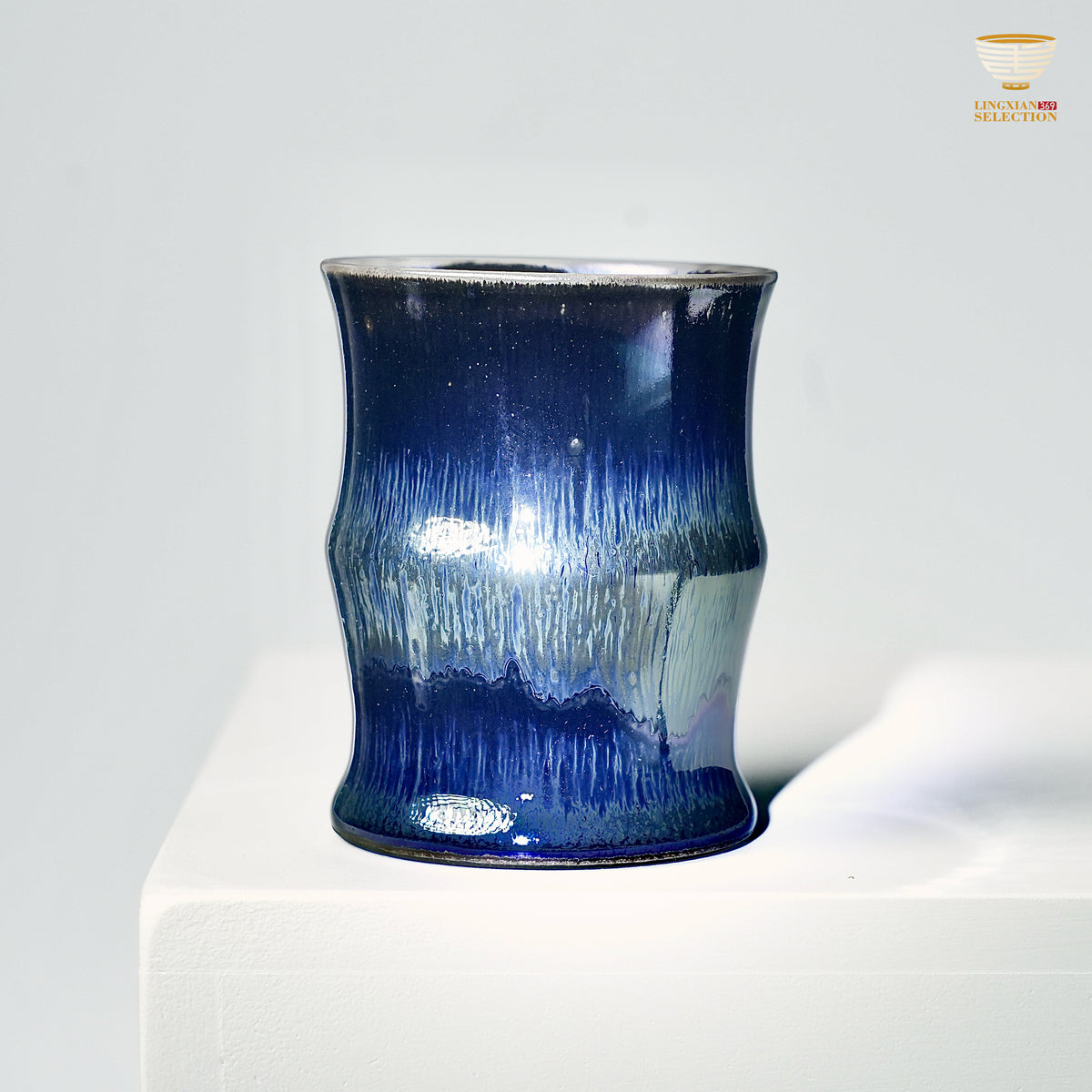 【Tender Sprout Bamboo Shape Teacup from BaiDing Studio  Handmade Bamboo-Segment Cup｜Iridescent Glaze Ceramic Tumbler｜Oriental Aesthetic Drinkware for Tea & Water