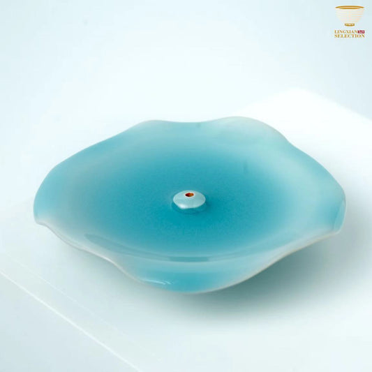 Celadon Lotus Leaf Incense Holder From Jin Hongyang｜Handcrafted Aromatherapy Burner｜Tranquil Zen Tea Space Ornament