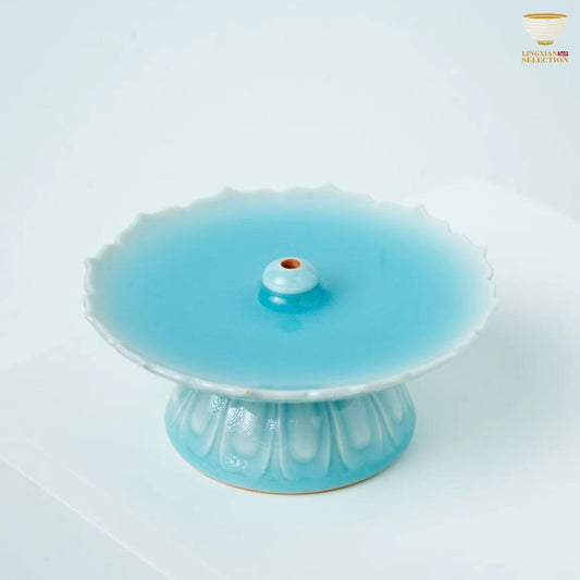 【Jin Hongyang Rosebud Carving Incense Stick Holder】Antique Pedestal Shape｜Handcrafted Ceramic｜For Serene Meditation Spaces