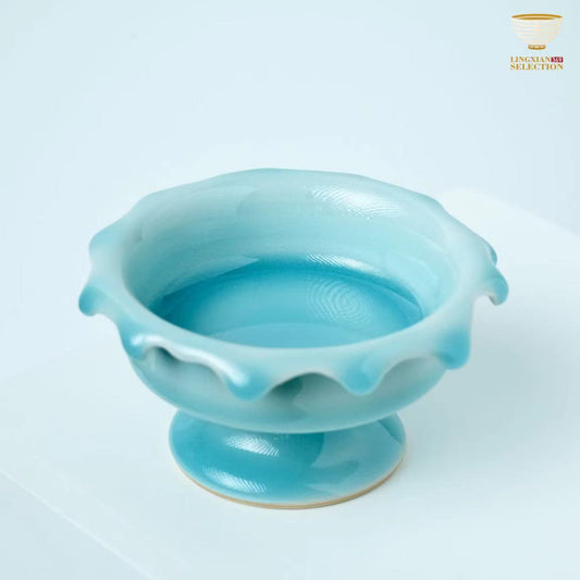 【Jin Hongyang Waterfalls Tea Cup】 Wave-Edged Pedestal Stand｜Handmade Pot Holder for Gongfu Tea Ceremony｜Elegant Tea & Zen Decor