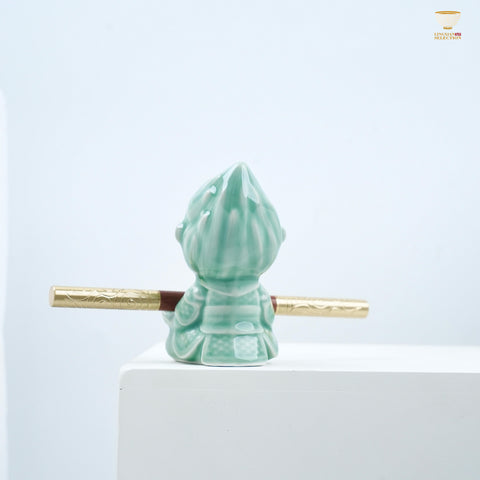 Celadon Monkey King Figurine Tea Knife From Lei Huixian｜Hidden Tea Knife in Golden Staff｜Kung Fu Tea Accessory & Collectible