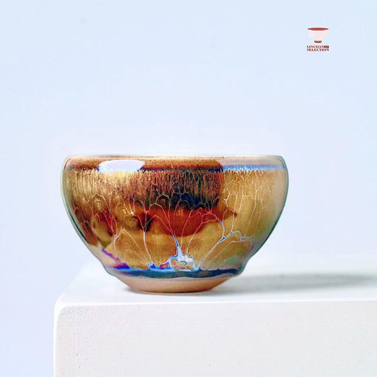 Jianzhan “Golden Age” Bowl Shape Teacup by Master Chen Huizhong | Handmade Tenmoku Glaze · Iridescent Gold Finish · Collectible Gongfu Teaware | Elegant Gift Choice