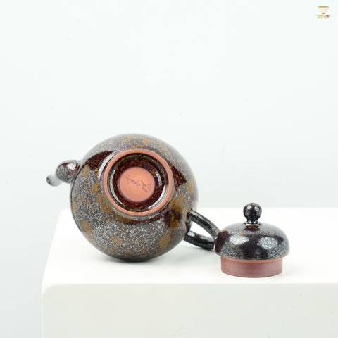 Li Kayang · Jiangzi Si Ting Teapot | Handcrafted Glazed Purple-Brown Yixing Style Pot · Oriental Tea Art · Collectible Gongfu Teaware