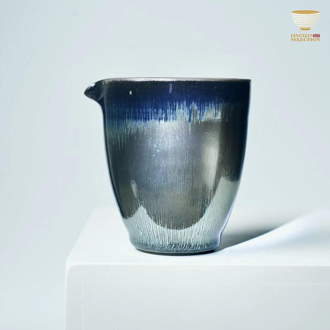 【Tender Sprout Sharing Cup from BaiDing Studio】 Handmade Gongdao Cup｜Iridescent Glazed Fair Cup for Gongfu Tea｜Collector’s Ceramic Teaware